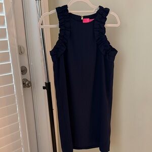 Lilly Pulitzer Navy Blue Kailee Ruffle Shift Dress